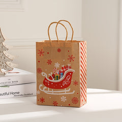 12pcs Christmas Gift Bags Brown Paper Bags With Handles