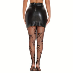 Skull Pattern Fishnet Tights Hollow Out High Waist Pantyhose