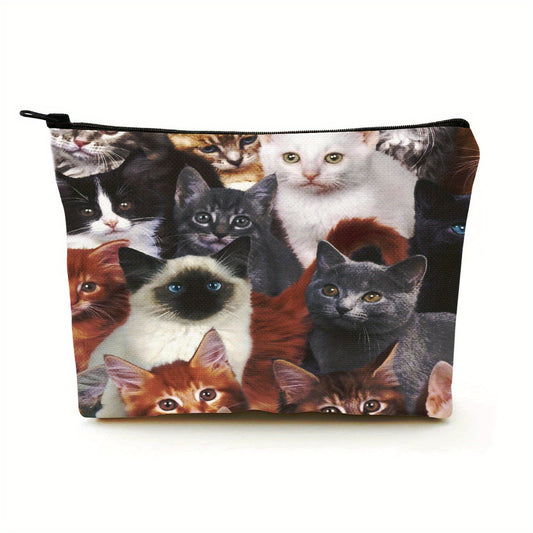 Small Cats Makeup Bag For Purse Travel Toiletry Bag Organizer Zipper Pouch