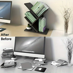 3-Layer Storage Rack Creative Mini Tree Desktop Bookshelf