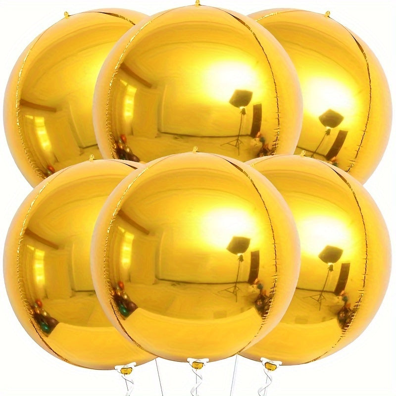 6pcs Golden Tin Foil Balloon 55 88 Cm Round 360 Degree Golden Balloon
