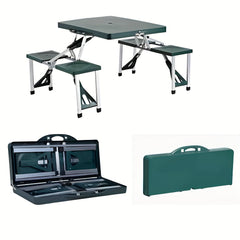 Portable Plastic Folding Table and Stool Set for Outdoor Camping
