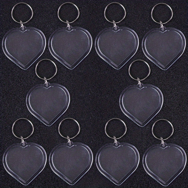 10pcs Heart Acrylic Blank DIY Photo Key Chains - Heart Shape Bag Accessories
