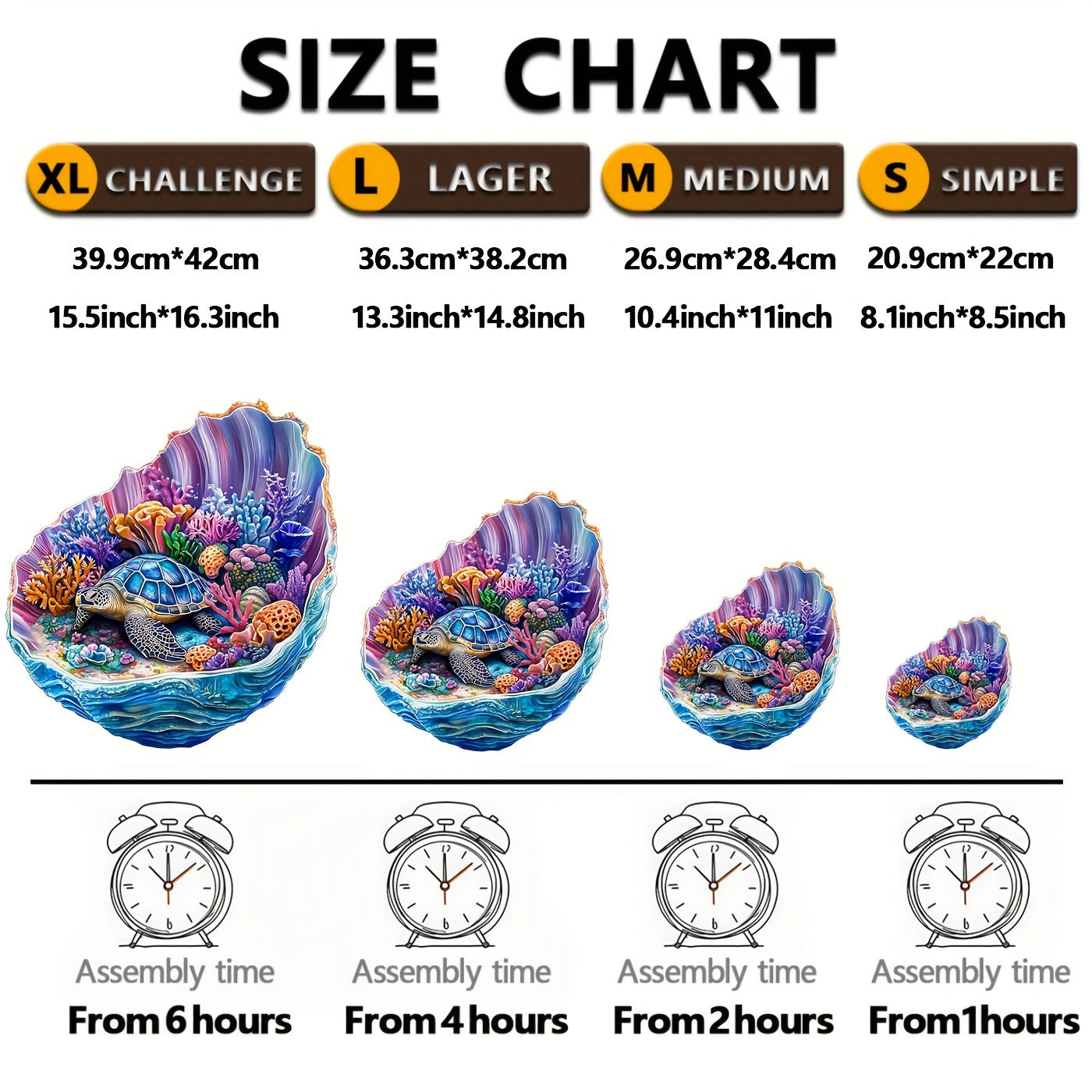 3D Wooden Sea Turtle Puzzle Brain Exercise Art Toy in Box - Ideal Gift