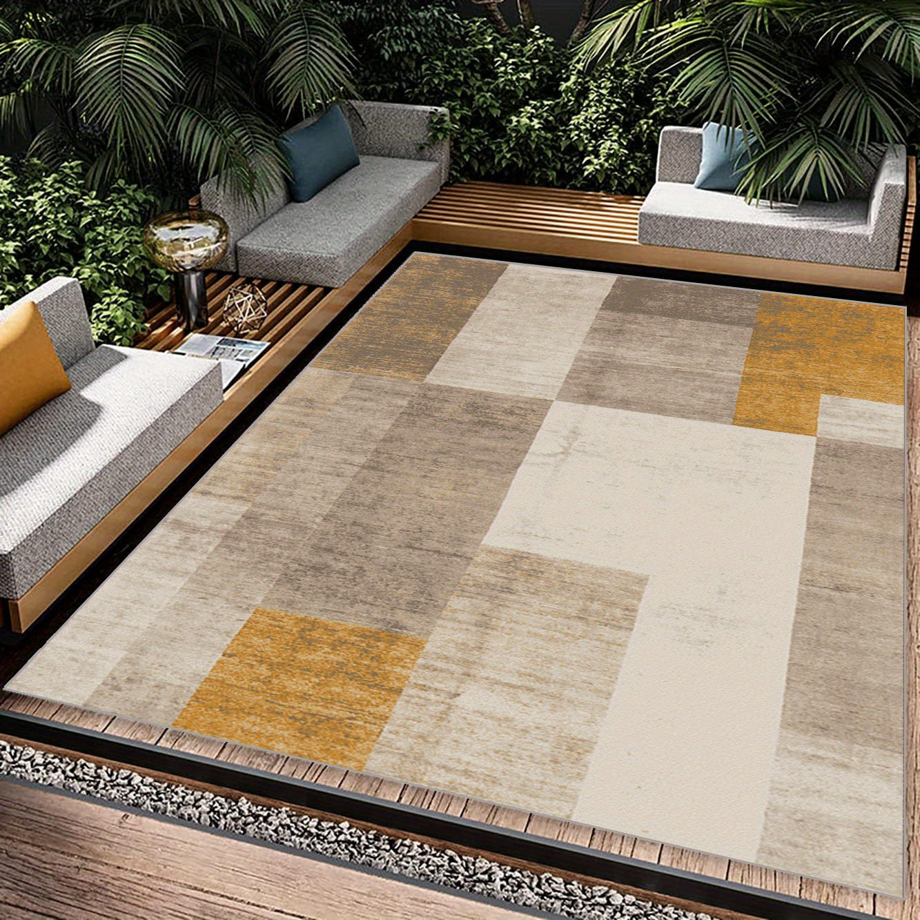 Boho Geometric Abstract Art Carpet Anti Slip - Large Area Carpet