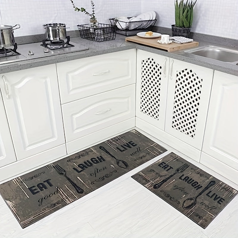 2pcs Kitchen Mat Anti Slip Polyester Carpet Absorbent Bath Mat