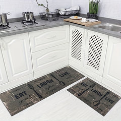 2pcs Kitchen Mat Anti Slip Polyester Carpet Absorbent Bath Mat
