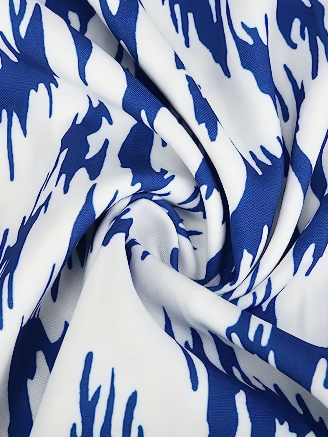 Ikat Print V Neck Stretch Dress
