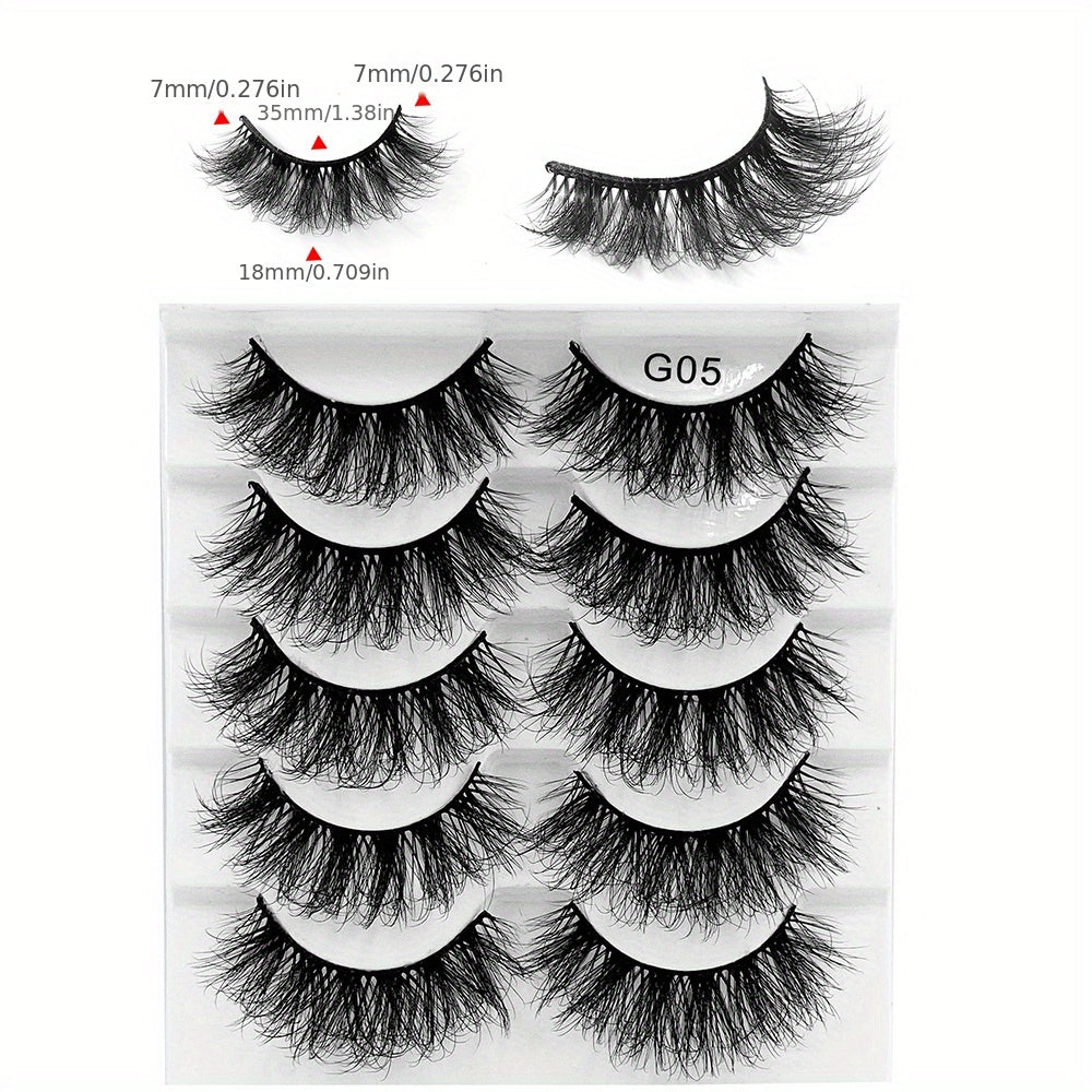 5 Pairs Thick Crisscross Faux Mink Eyelashes Natural Volume Makeup False Lashes