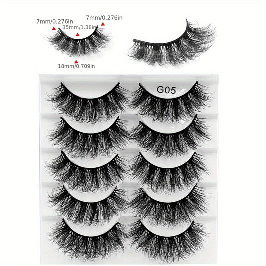 5 Pairs Thick Crisscross Faux Mink Eyelashes Natural Volume Makeup False Lashes