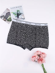 3 Pack Plus Size Sporty Panties Set Women's Plus Letter Tape Stripe & Dot Print
