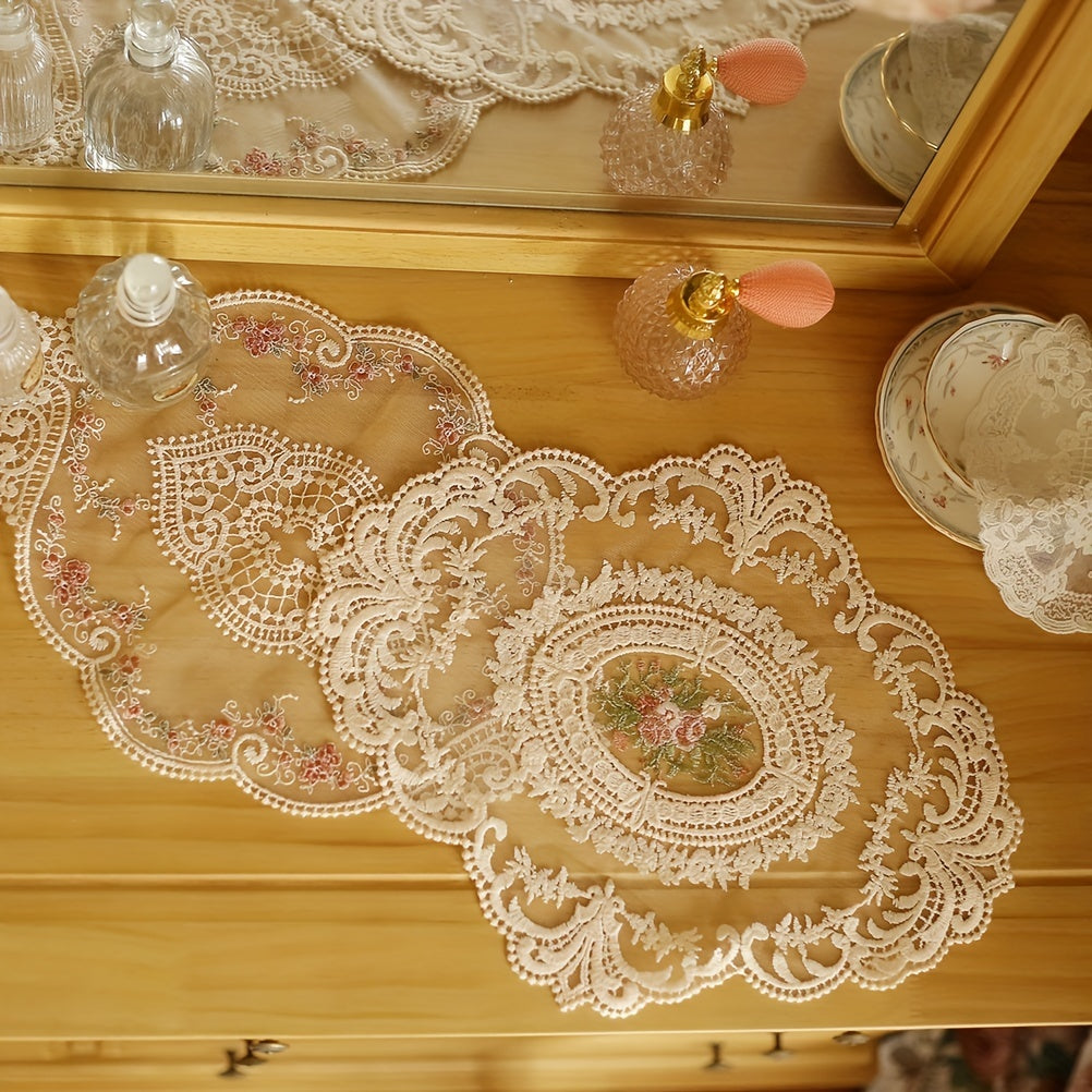 1Pc Vintage Lace Placemat Rose Lace Embroidery Table Mat