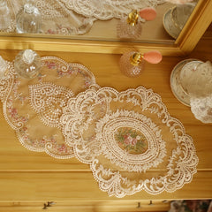 1Pc Vintage Lace Placemat Rose Lace Embroidery Table Mat
