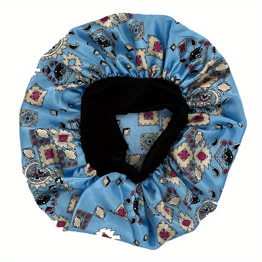 Colorful Print Satin Bonnet Elastic Hair Bonnet