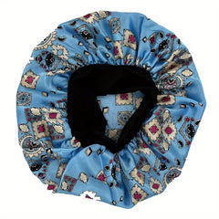 Colorful Print Satin Bonnet Elastic Hair Bonnet