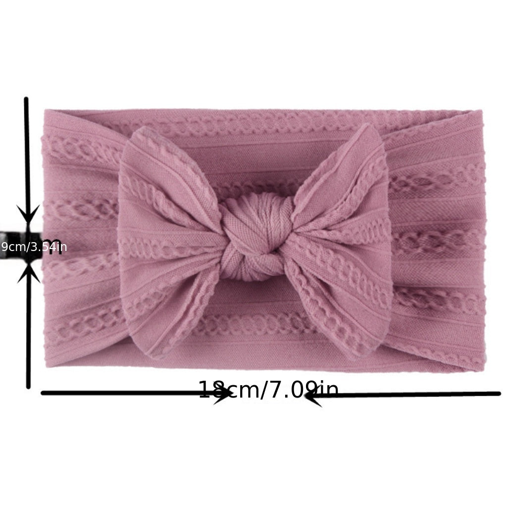 Cute Candy Nylon Jacquard Bow Baby Headband for All Seasons