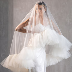 Ruffled Train Bridal Veil & Cascading Skirt