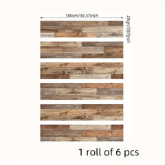6pcs Wood Grain Stair Stickers Self-adhesive Wallpaper Home Decor Waterproof