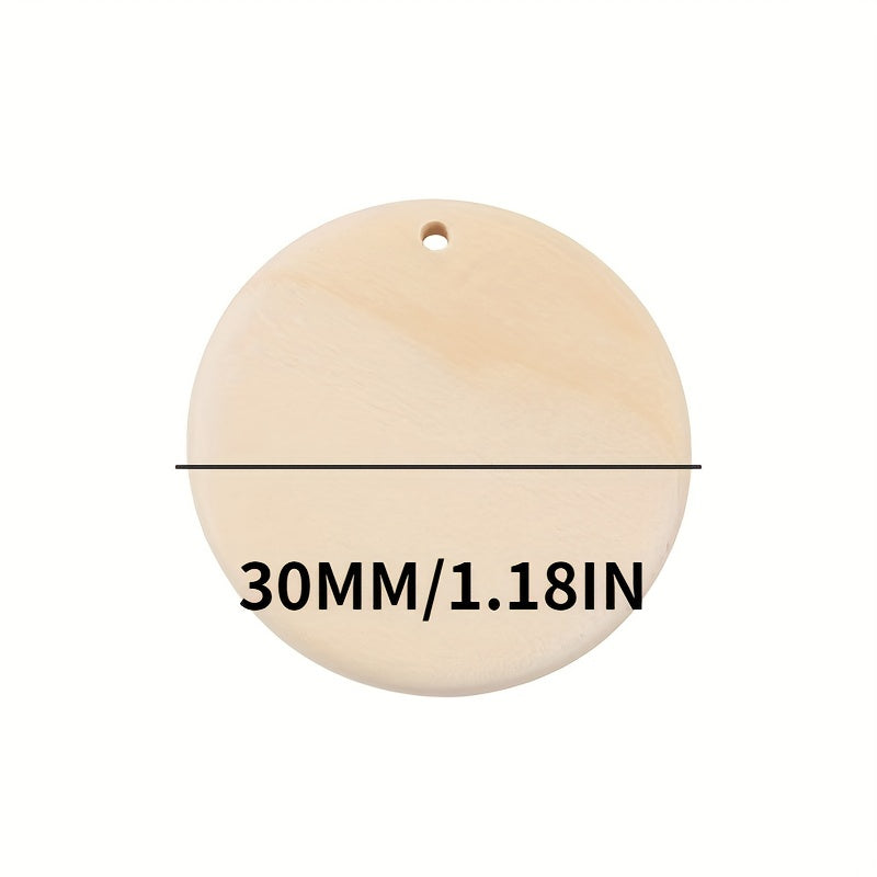 20pcs 30MM Wood Chip Keychain Round Wood Chip Ornament Earrings