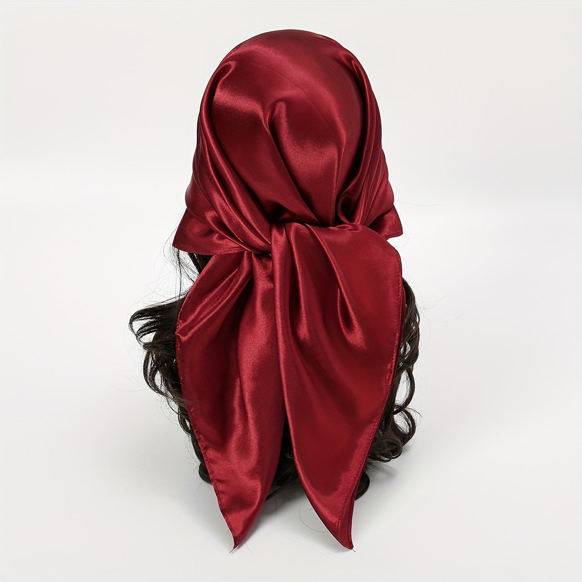 Red Big Scarf Bandana Satin Neckerchief Silk Head Wrap
