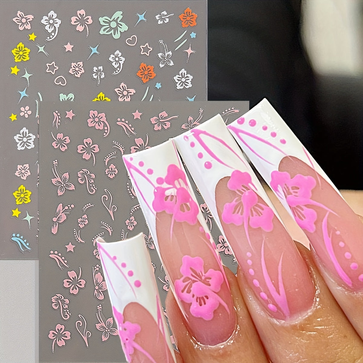 Flower Butterfly Nail Art Stickers Self Adhesive Decals DIY Nail Salons Supplies
