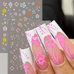 Flower Butterfly Nail Art Stickers Self Adhesive Decals DIY Nail Salons Supplies