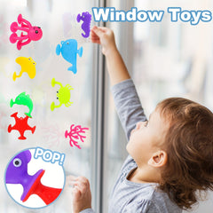 18 Pcs Ocean Animals Sucker Toys With Mesh Bag Storage