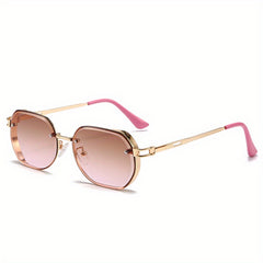 Y2K Oval Metal Sunglasses Steampunk Gradient UV400 Sun Shades