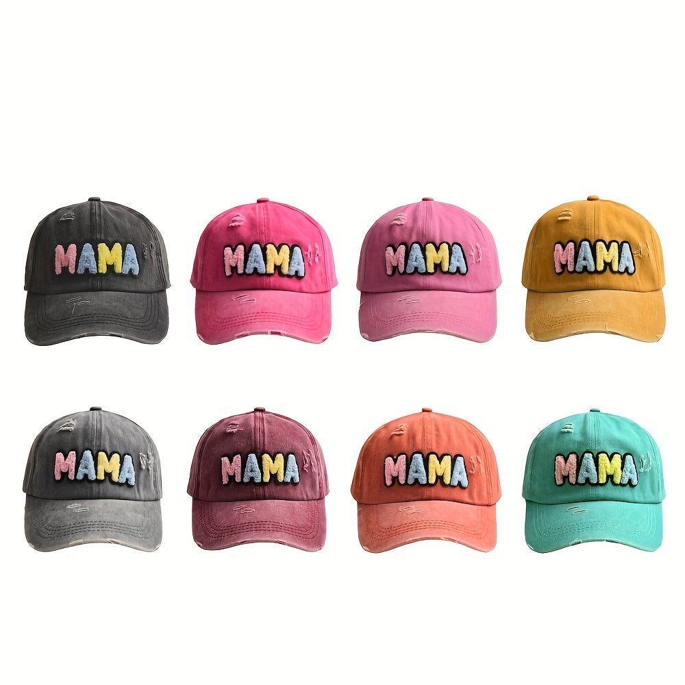 MAMA Patch Ripped Baseball Cap Distressed Dad Hat