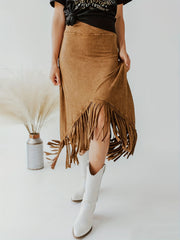 Tassel High Waist Midi Skirt Vintage Style Women's Clothing