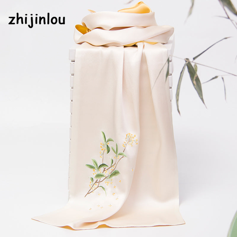 Suzhou Classical Tree Embroidery Silk Scarf