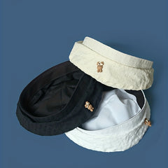 Rabbit Beret Solid Embossed Breathable Octagonal Hat