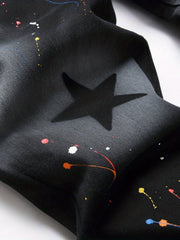 Y2k Star Pattern Spray Painted Slim Fit Jeans Men's Casual Street Style