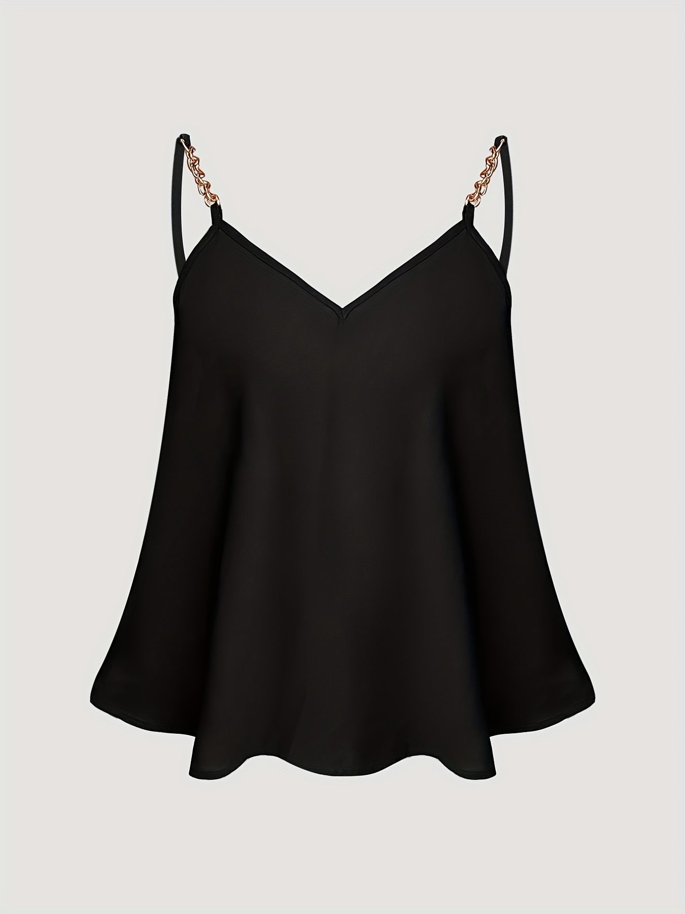 Solid V-Neck Chain Strap Cami Top