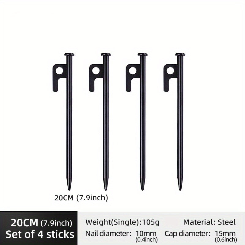 4pcs Heavy Duty Steel Tent Pegs - Portable Awning Stakes