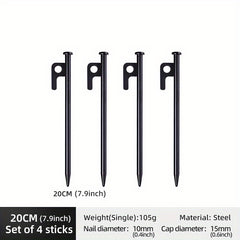 4pcs Heavy Duty Steel Tent Pegs - Portable Awning Stakes