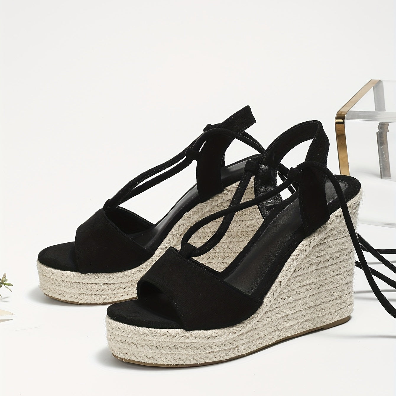 Women's Lace-Up Wedge Espadrilles Slingback Sandals