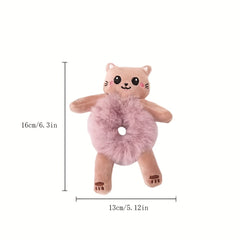 Baby Girls Cute Animals Plush Hair Ties - Frog Panda Cow Cat Bear Bunny Pattern