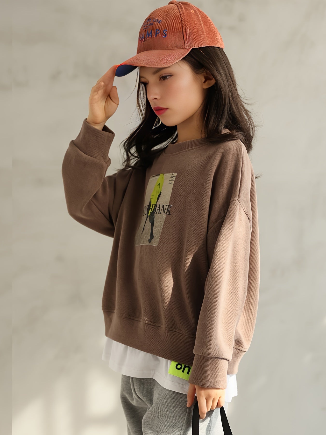 95% Cotton Girls Comfy Letter Print Long Sleeve Sweatshirt