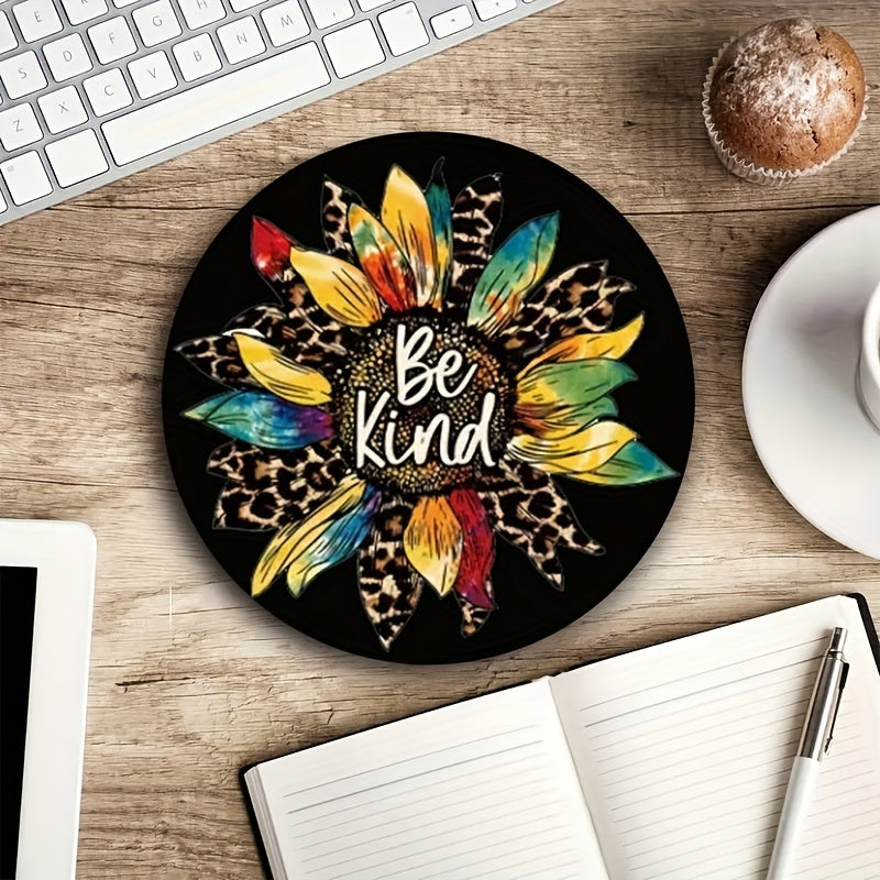Leopard Sunflower Mouse Pad Round Laptop Game Office Anti Slip Waterproof