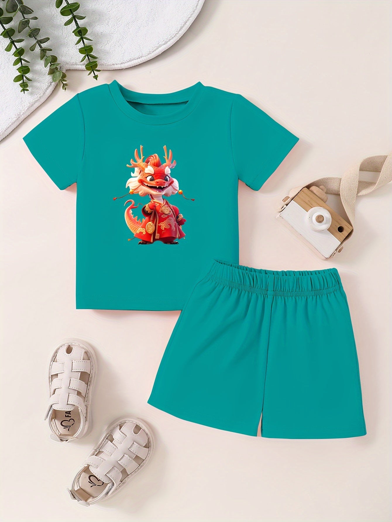 Toddler Cartoon Pattern T-shirt and Shorts Set
