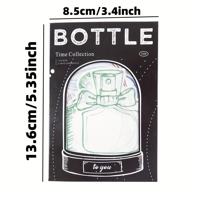 100pcs Bottle Shape Stickers for Scrapbooking & Journals