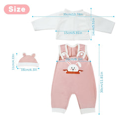 3pcs Baby Doll Clothes Set with Hat, Long Sleejsones and Pants