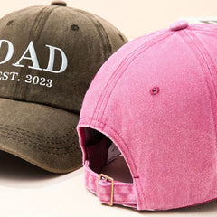 DAD MOM Couple Baseball Cap Embroidery Washed Distressed Casual Sun Hat