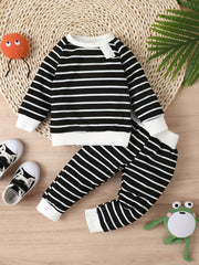 Toddler Striped Long Sleeve Pullover Tops & Pants Set