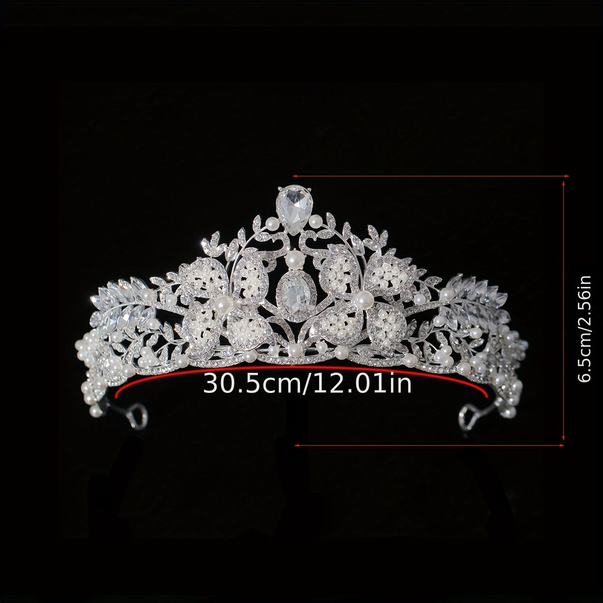 Bridal Faux Pearl Crystal Crown Tiara Wedding Head Jewelry