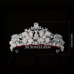 Bridal Faux Pearl Crystal Crown Tiara Wedding Head Jewelry