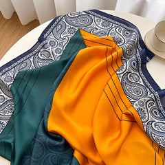 Paisley Print Shawl Square Scarf Bandana Silk Head Wrap Sunscreen Towel