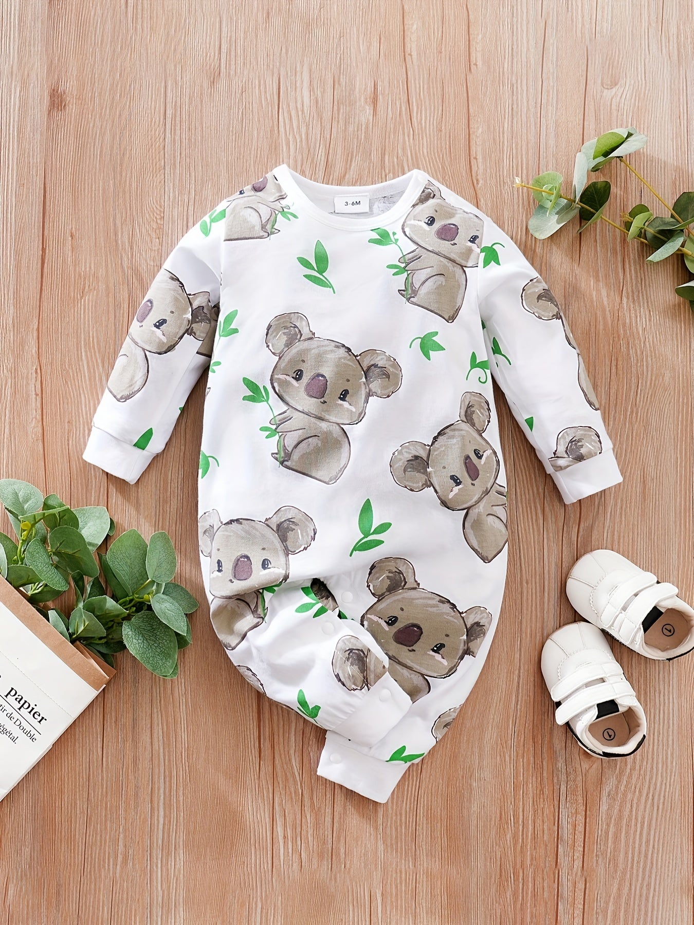 Baby Cartoon Koala Long Sleeve Rompers
