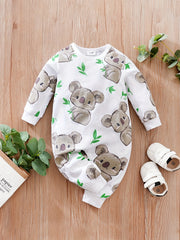 Baby Cartoon Koala Long Sleeve Rompers
